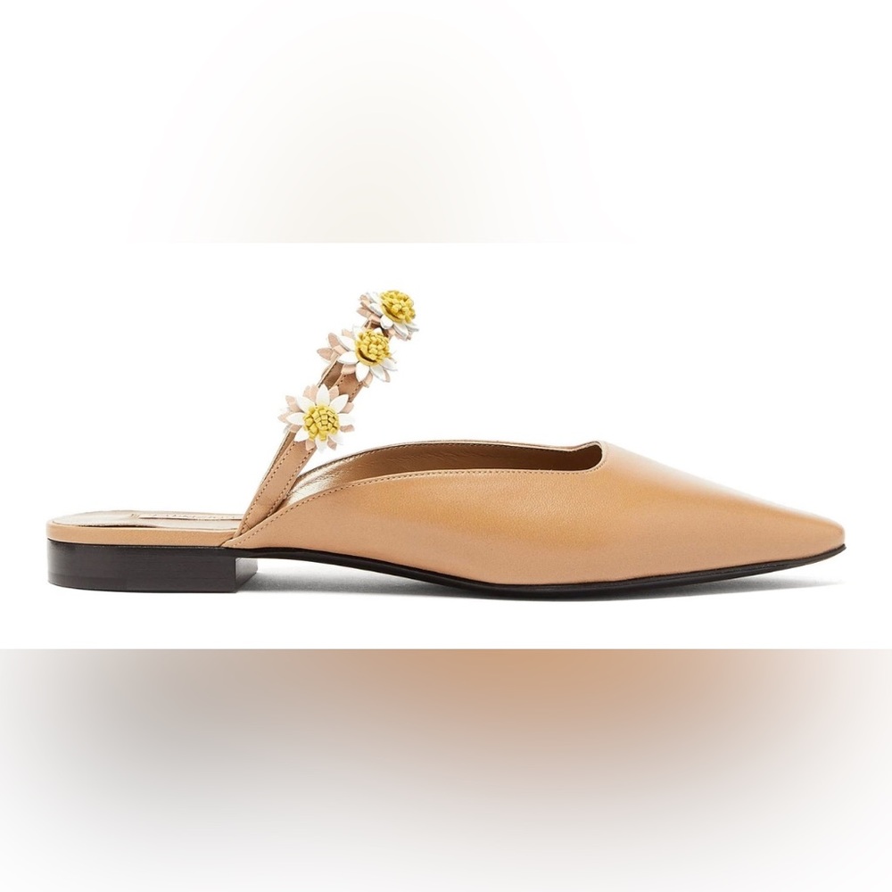 Fabrizio Viti bea nappa daisy-appliqué leather backless flats - size 39